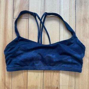 Lululemon Black Sports Bra Strappy Back Workout Athletic Gym Size Small